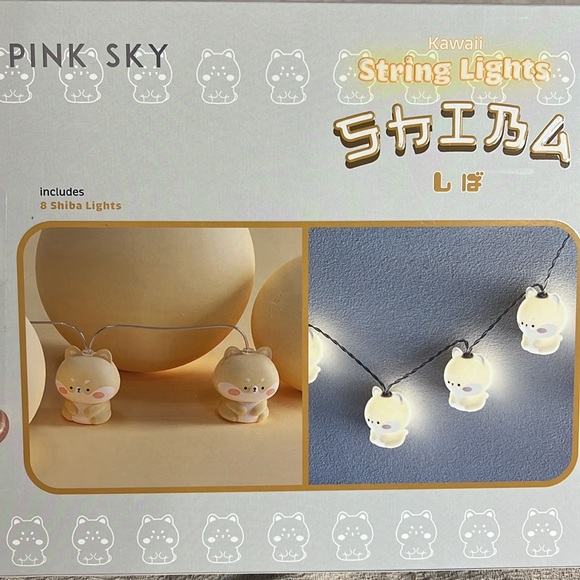 Kawaii Shiba Dog PINK SKY String Lights - Picture 4 of 5